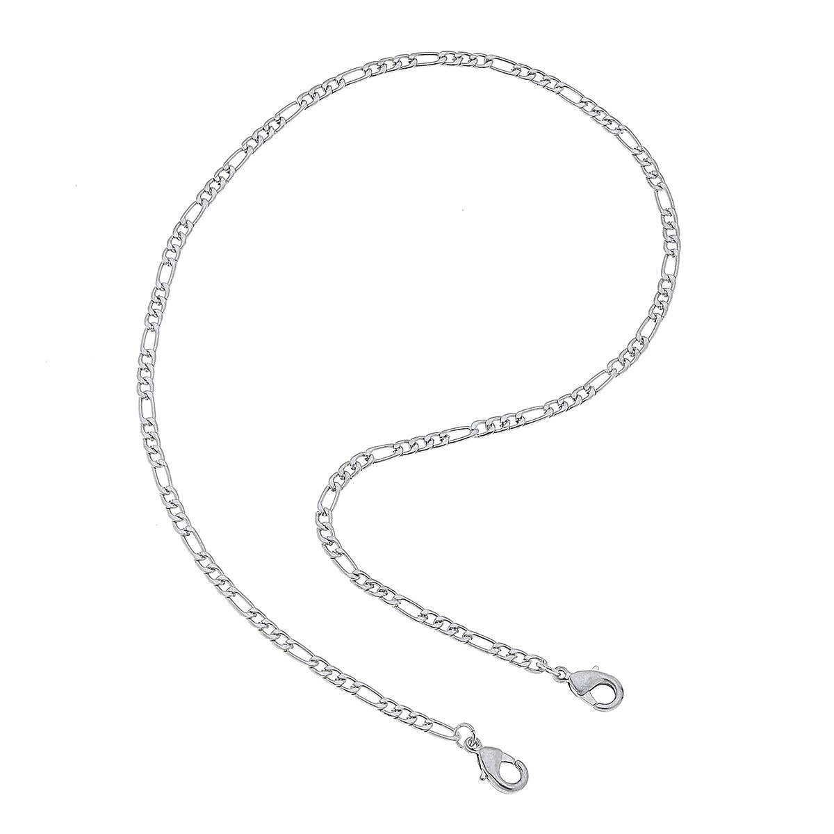 Soleil Figaro Chain Mask Necklace in Worn Silver - 20"
