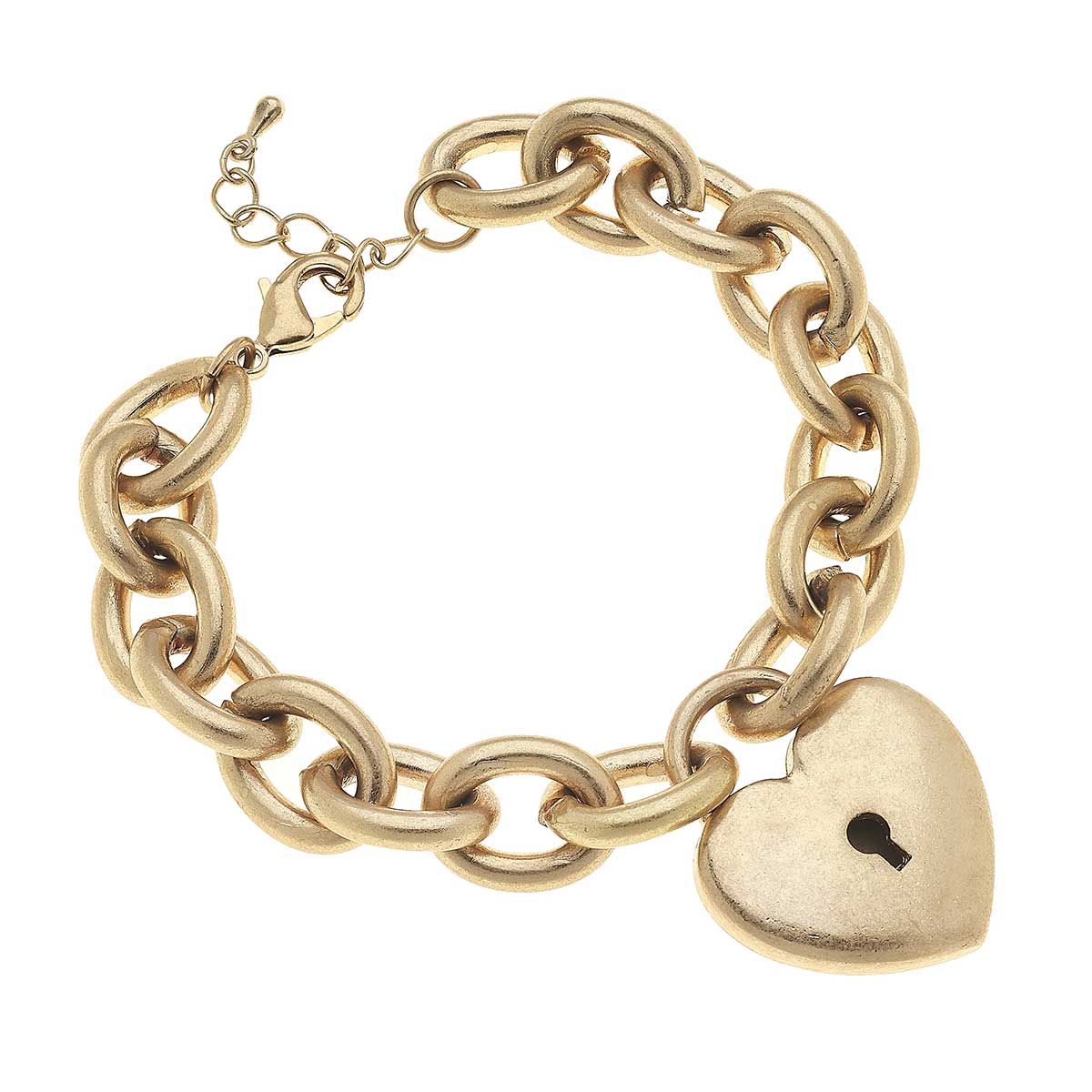 Madison Padlock Chain Bracelet in Worn Gold