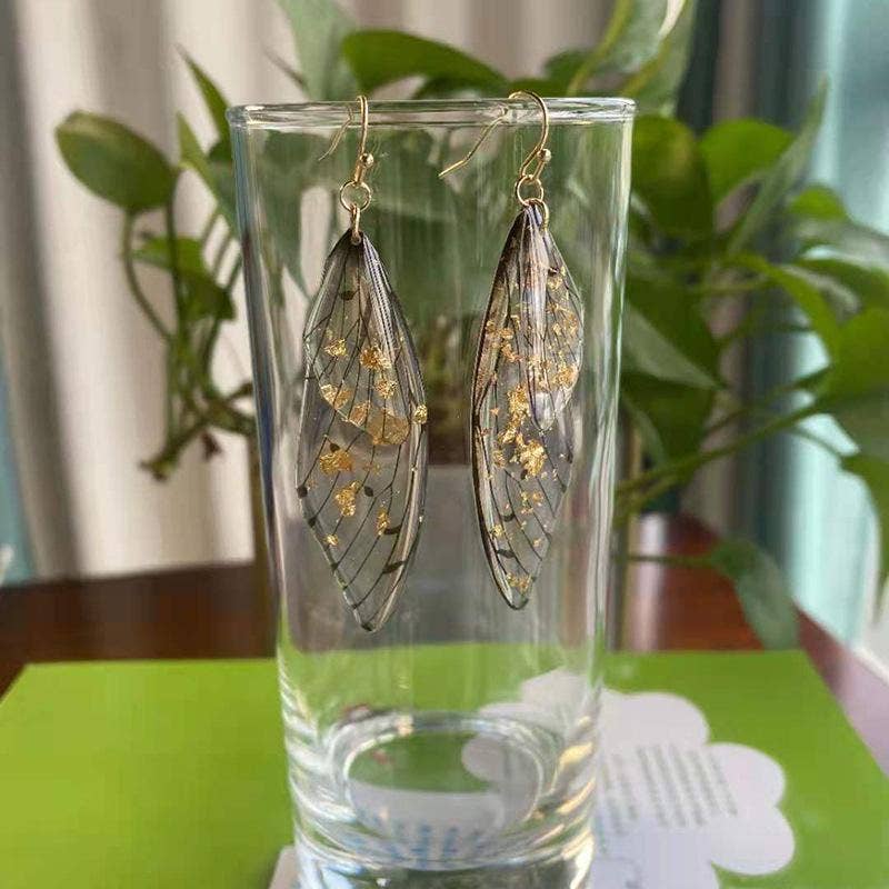 Gradient Cicada Wings Butterfly Wings Earrings