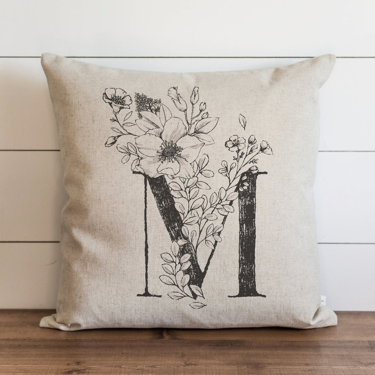 Custom Floral Monogram Pillow