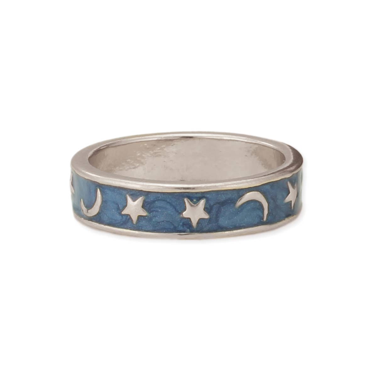 Vintage Blue Silver Celestial Band Ring