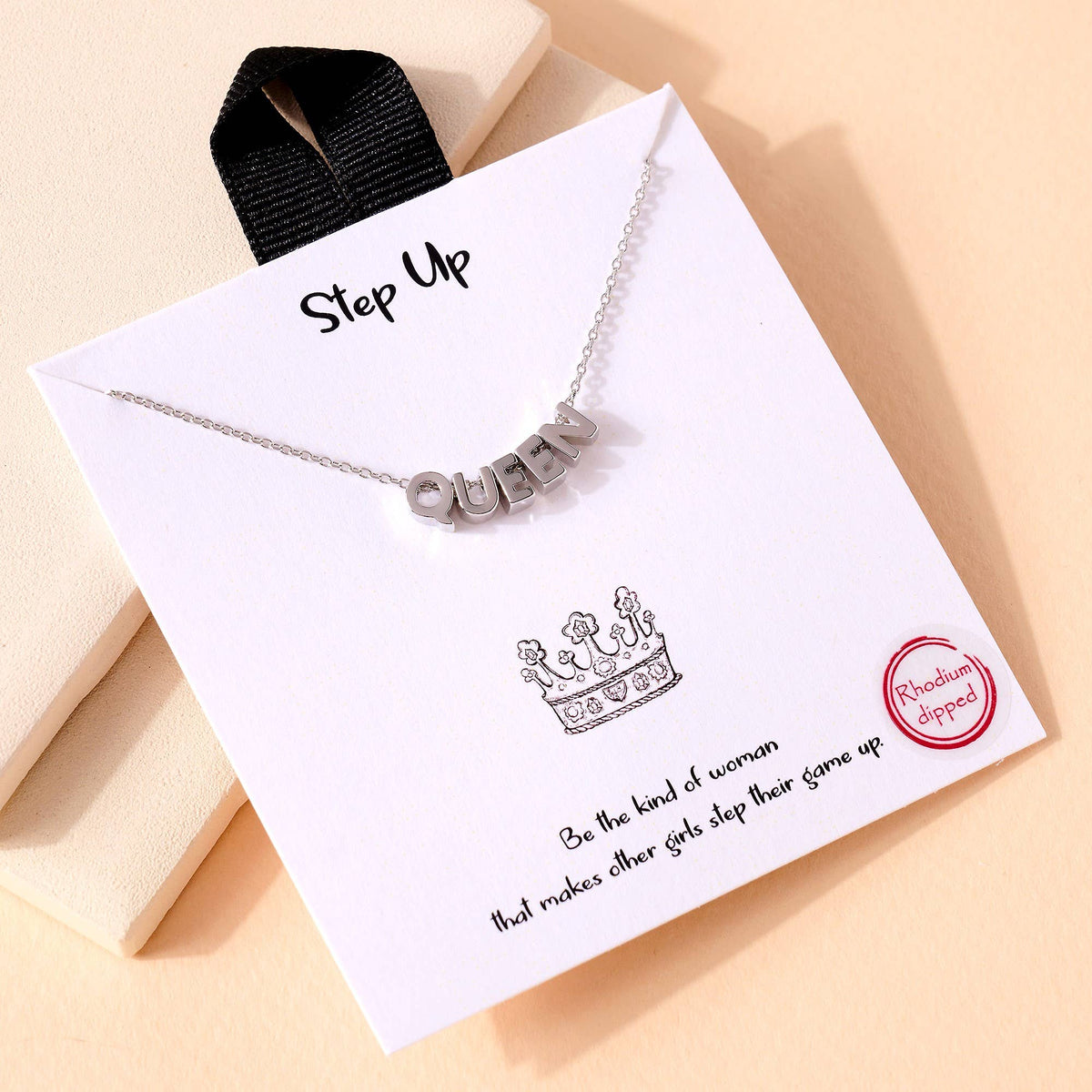 Queen Letters Charm Silver Dip Necklace
