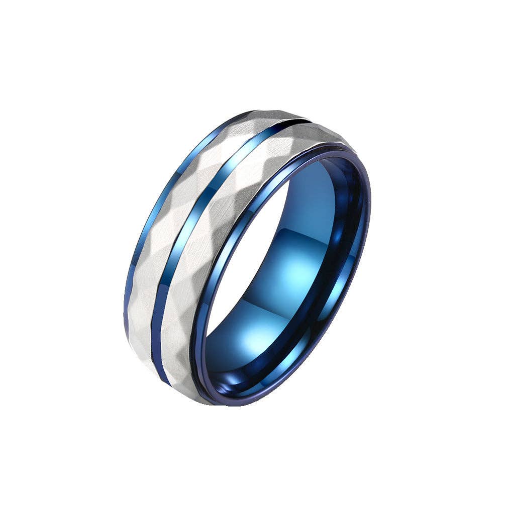 Men's Stainless Steel Bicolored Ring Men's Jewelry: No. 11 / Blue