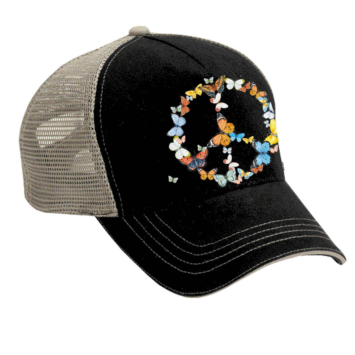 Butterfly Cotton Twill/Mesh Black Trucker Hat