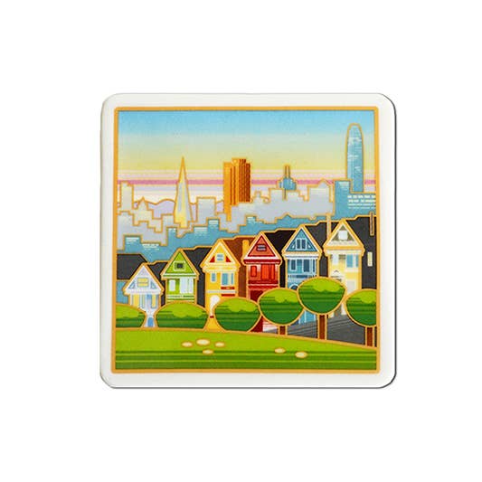 Alamo Square Sunset Ceramic Coasters