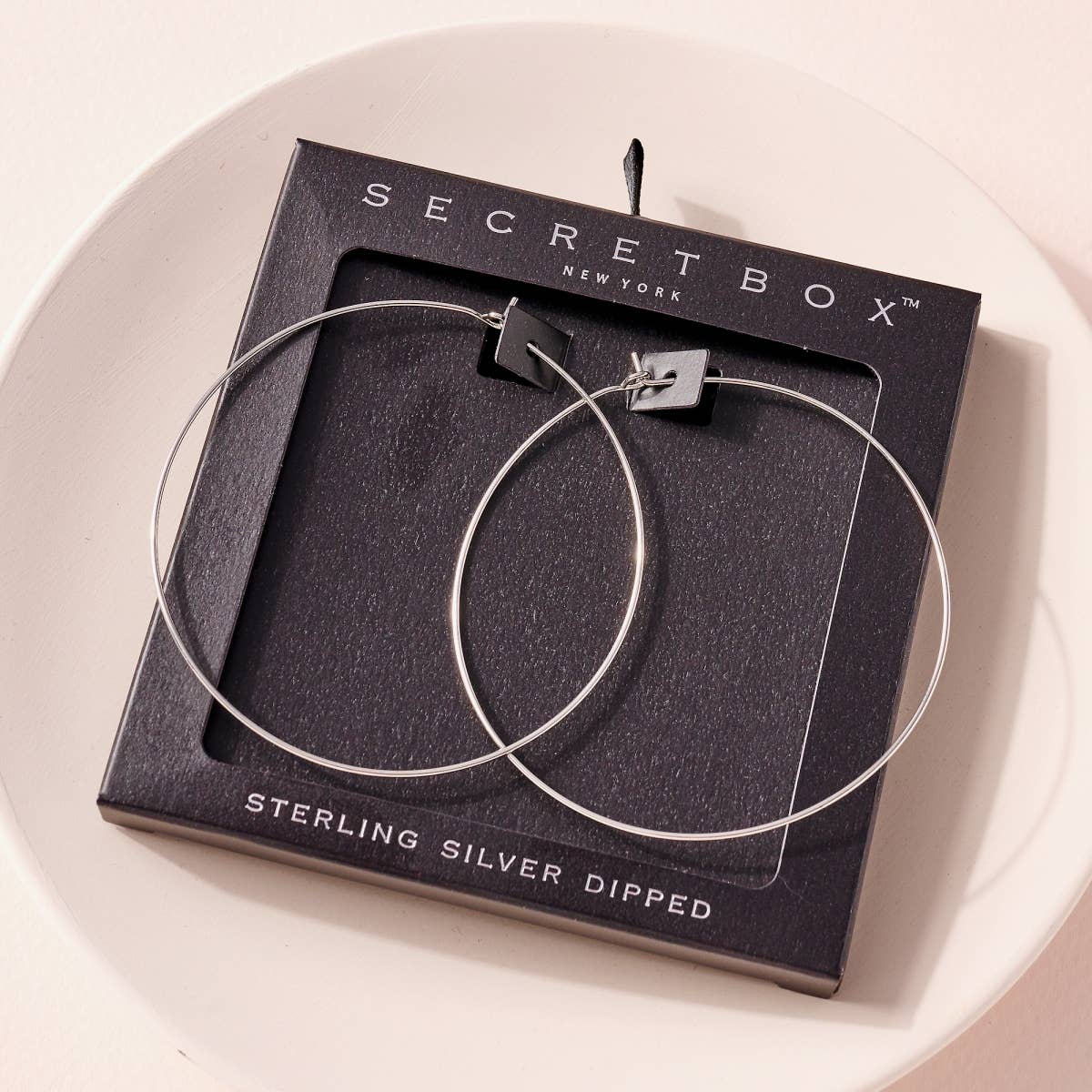 Secret Box Silver Dip Hoop Earrings