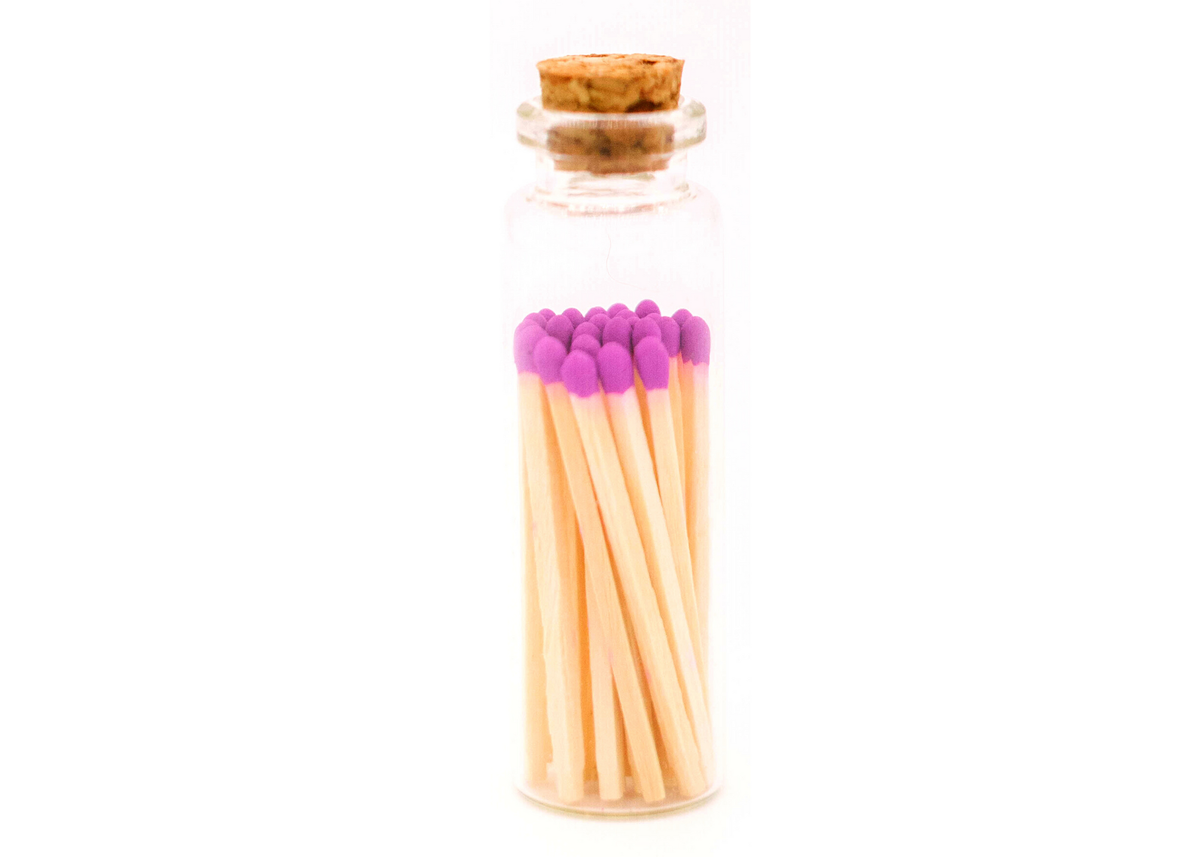 1.85in Violet Purple Decorative Matches In Jar w/ striker