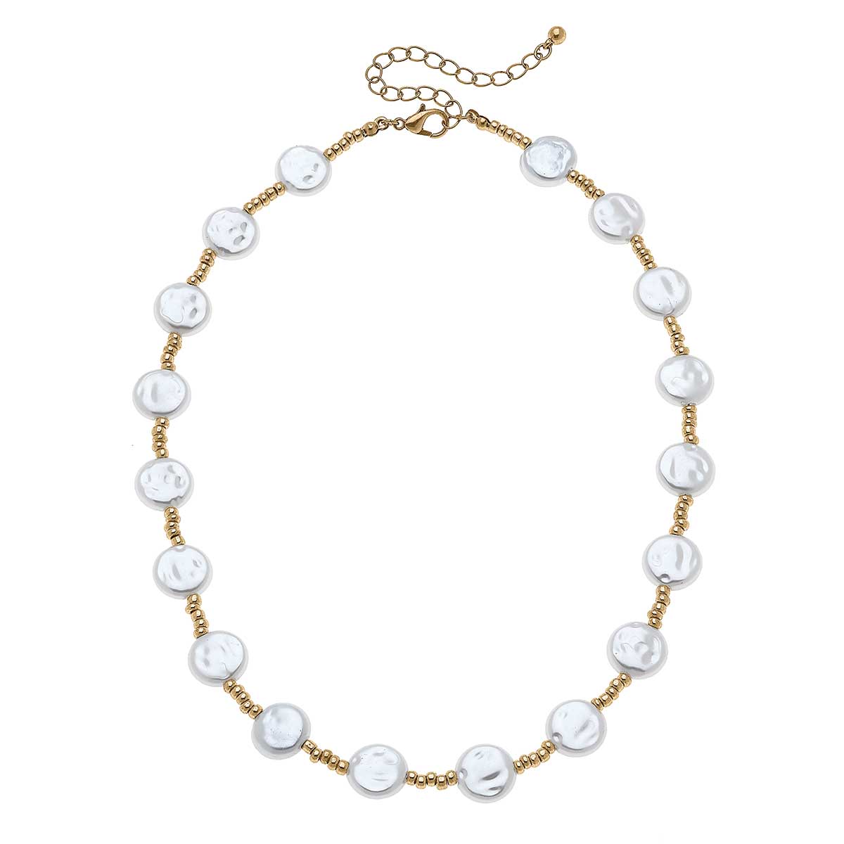 Lexington Coin Pearl & Seed Bead Necklace in Ivory