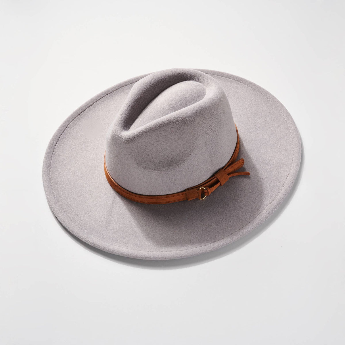 Faux Wool Rancher Hat with Leather Strap