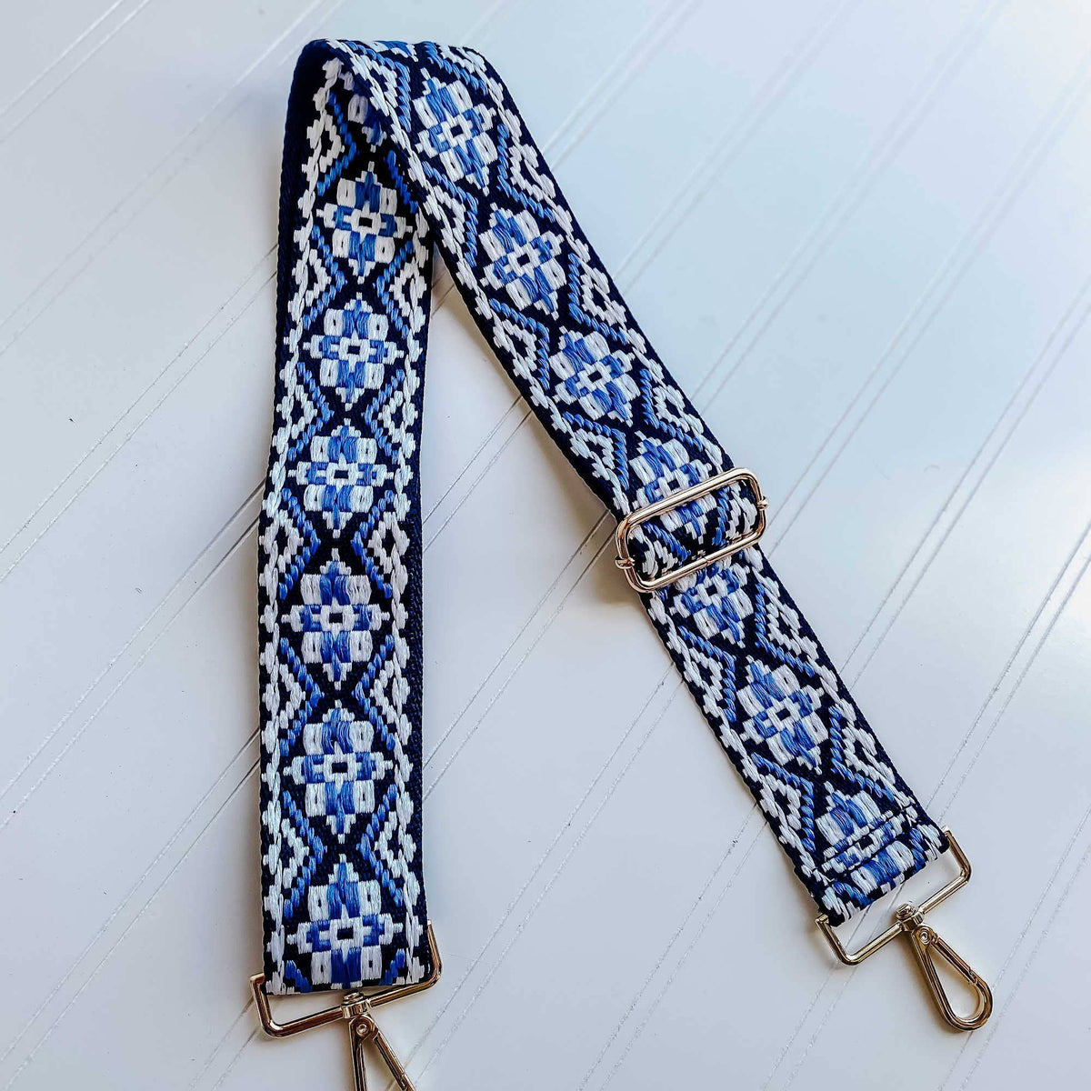 Navy Canvas Strap - Willow Print