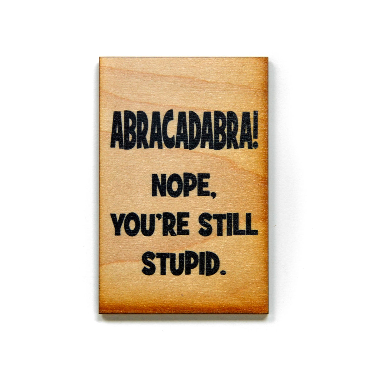 Wooden Magnet - Abracadabra! Nope. You're Still Stupid.