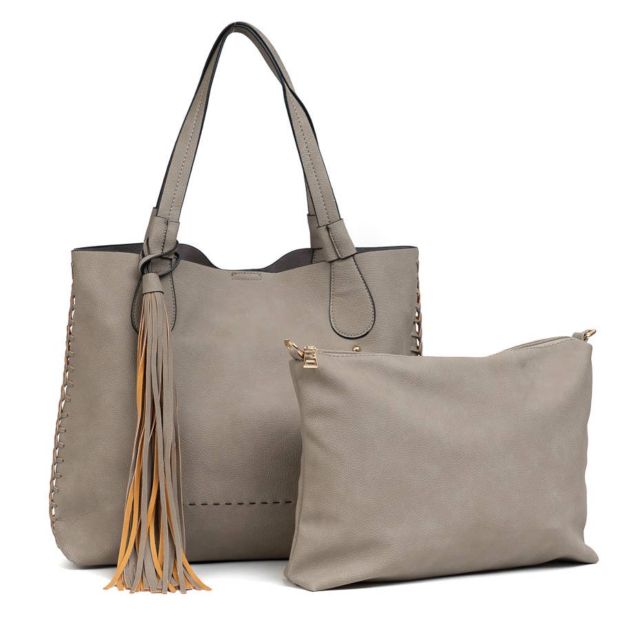 Whipstitch Two in One Monogrammable Tassel Tote