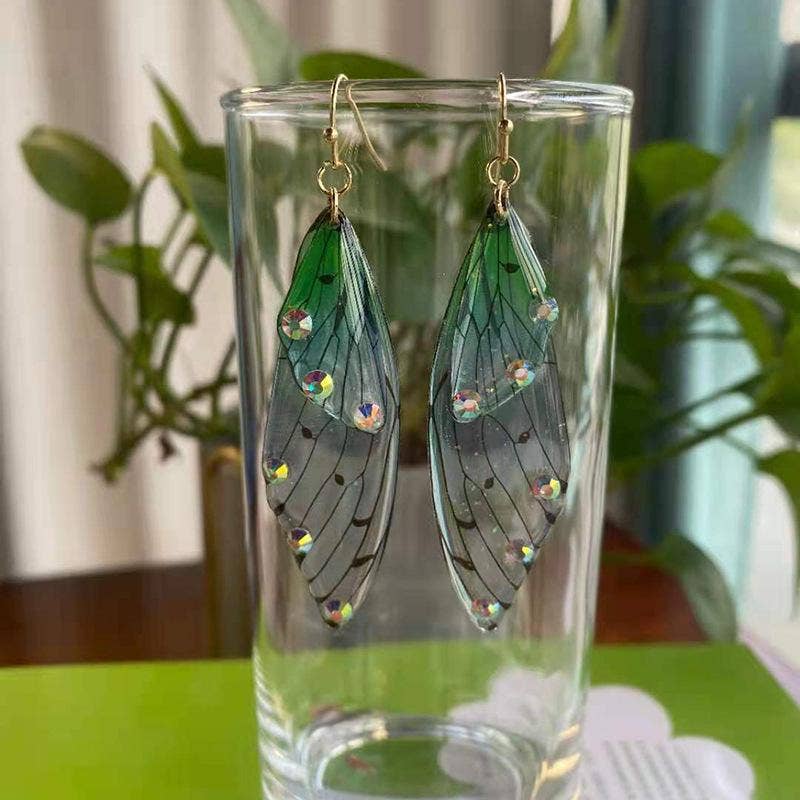 Gradient Cicada Wings Butterfly Wings Earrings