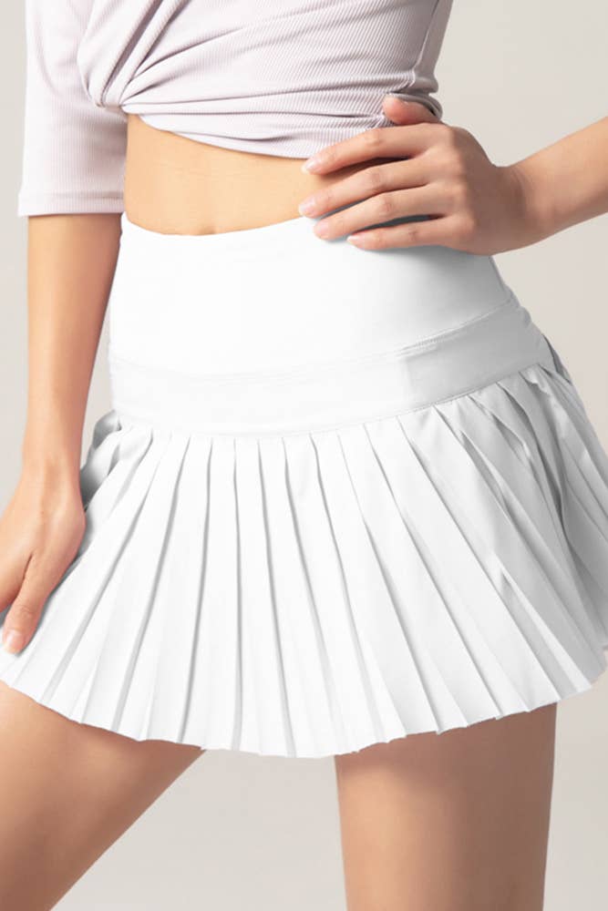 Solid Pleated Running Athletic Skort