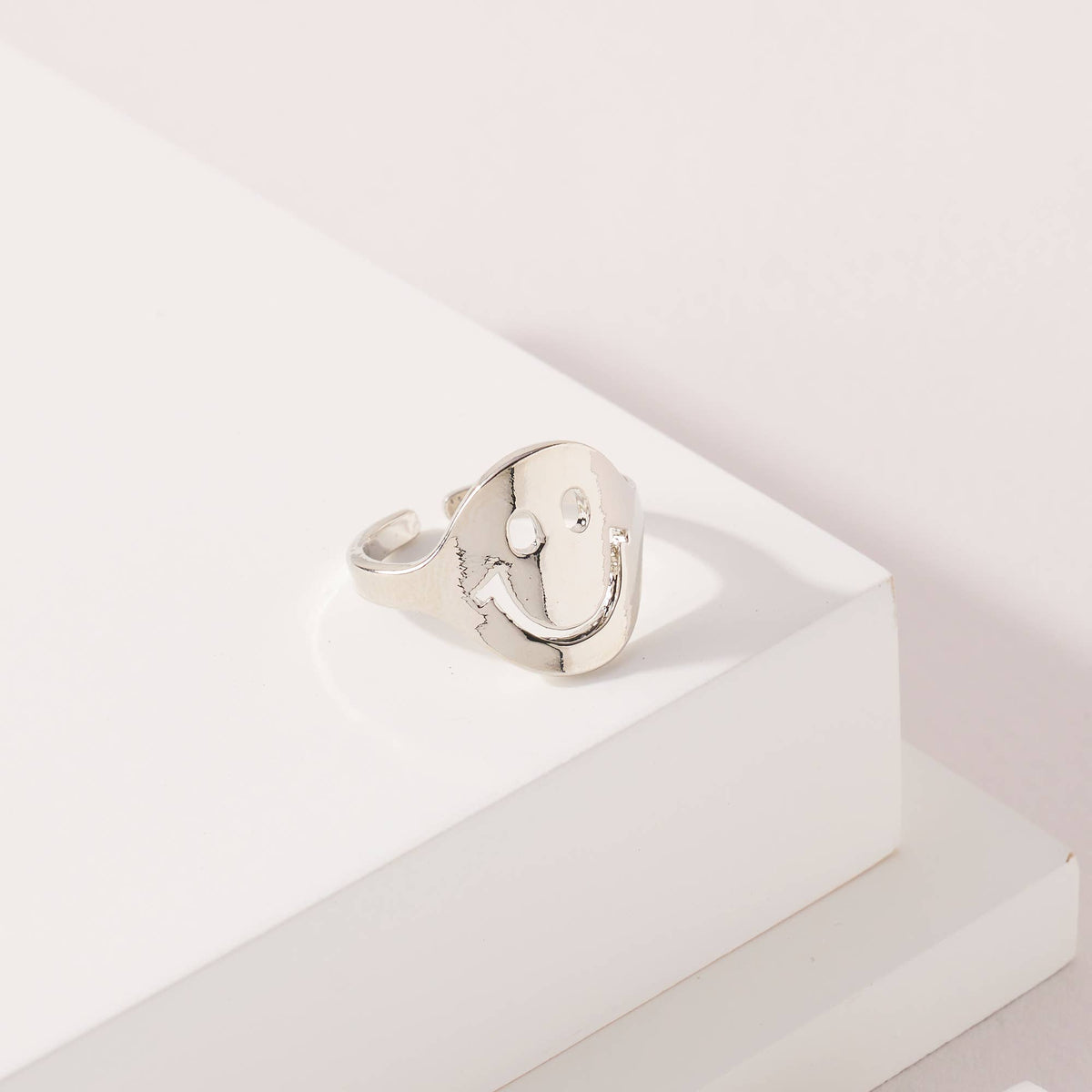 Smile Cut Out Open Ring-Silver