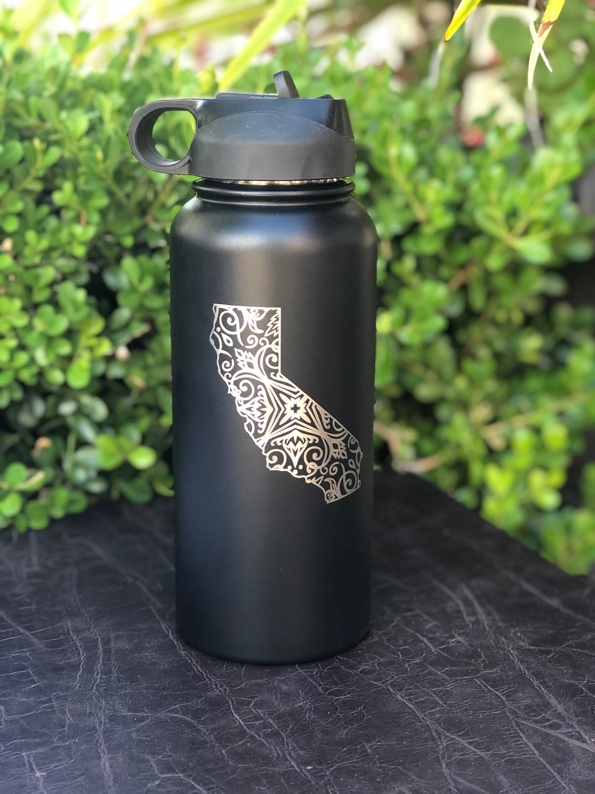 California Engraved State Water Bottle 32 Oz.