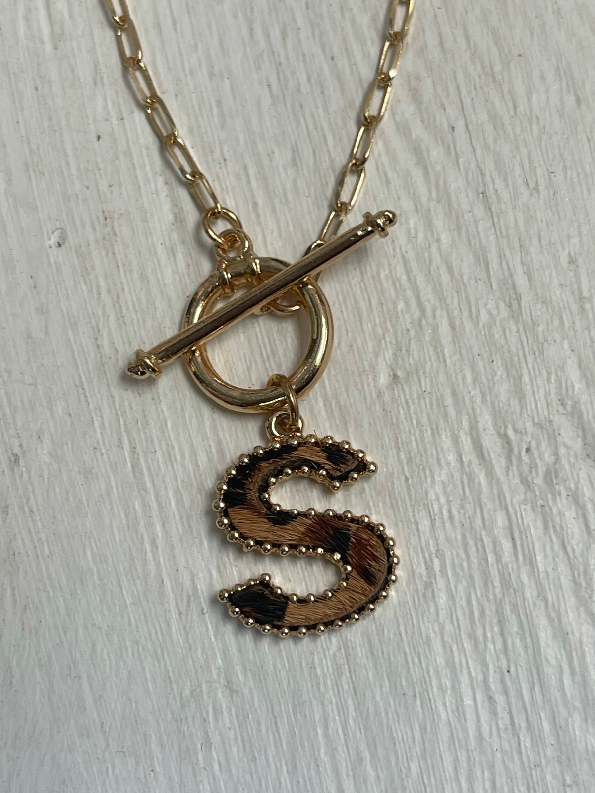 Initial Leopard Necklace
