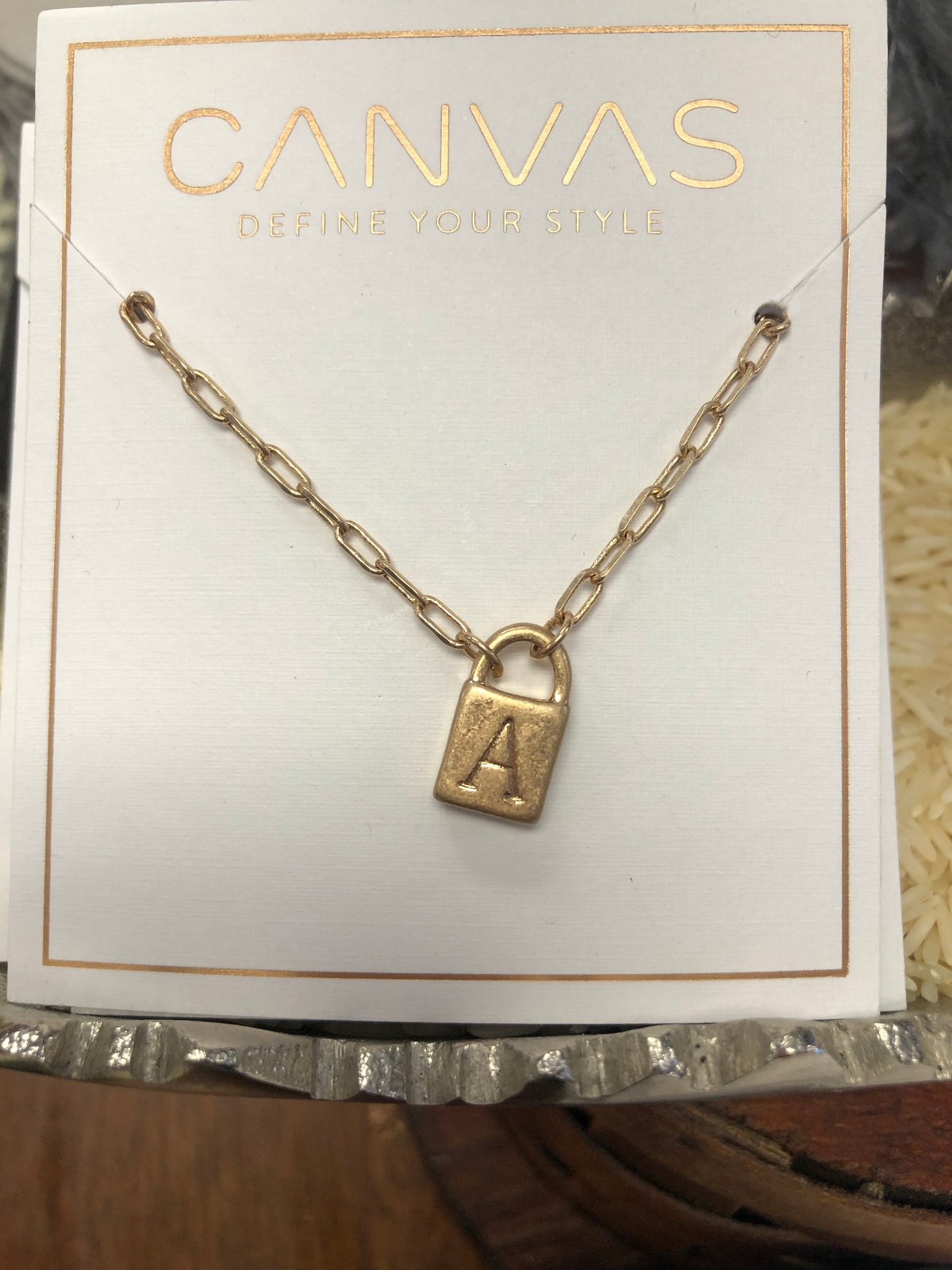 Initial Padlock Necklace-Gold