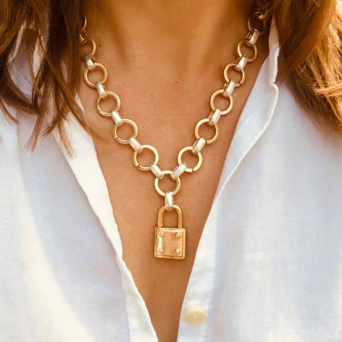 The Padlock Chain Necklace in Two-Tone