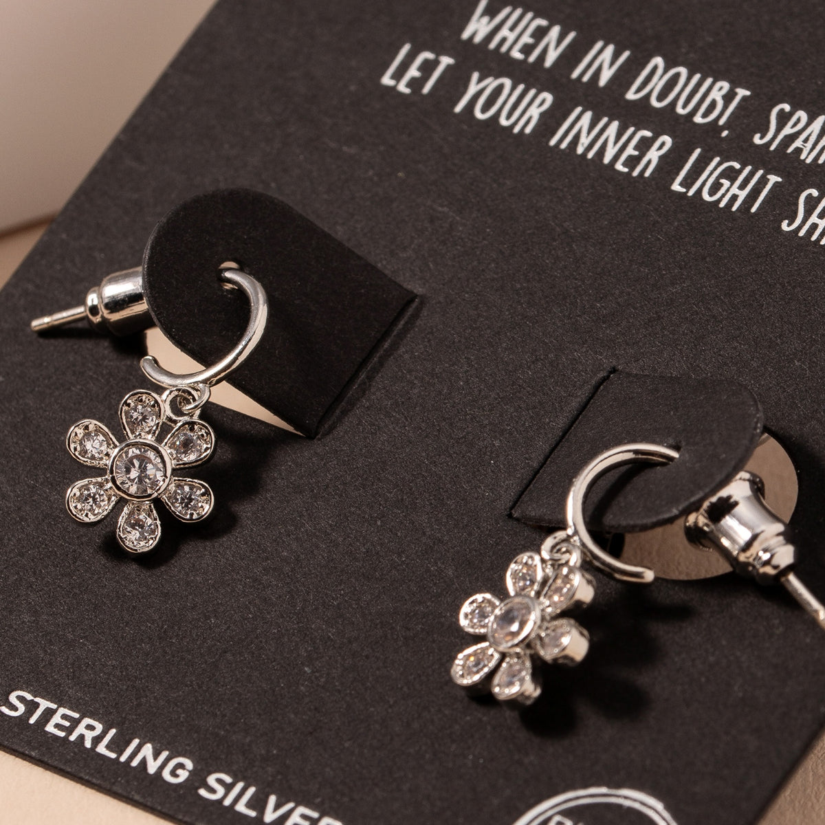 Mini CZ Flower Dangling Earrings