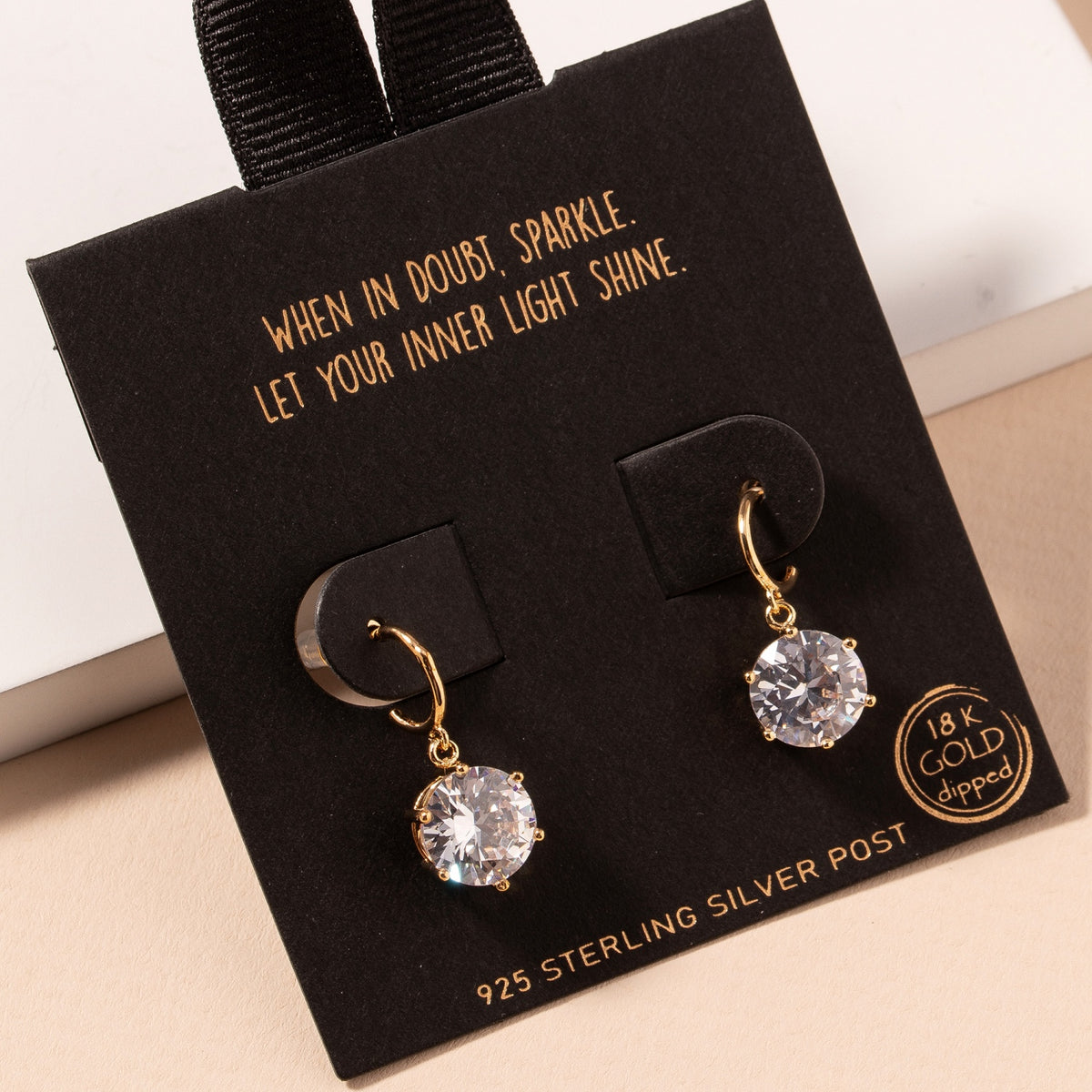 CZ Stud Charm Dangling Earrings